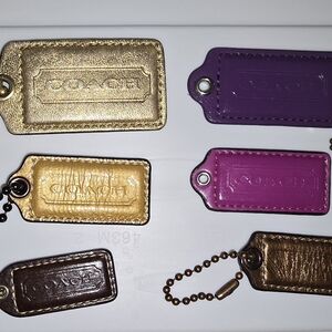 Coach Multicolor Leather Bag Charms - Gold, Purple, Pink, Brown